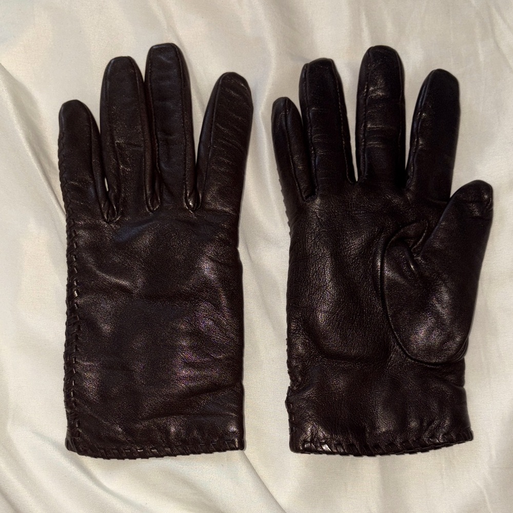 Massimo Dutti Dark Brown Leather Gloves